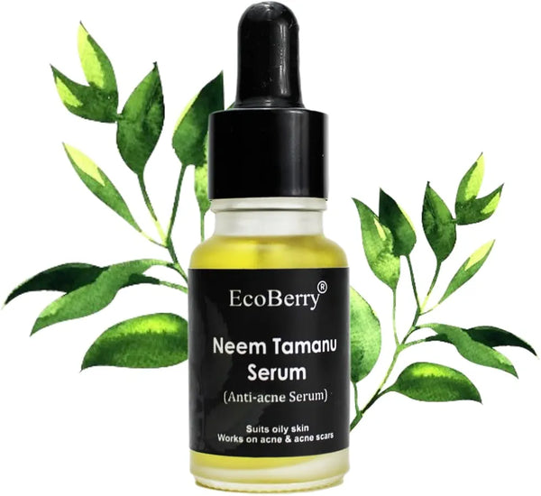 EcoBerry Neem Tamanu Anti Acne Serum for Oily & Acne Prone Skin, Blemishes, Moisturizing, Organic, Natural, Paraben Free, Preservative Free, Vegan