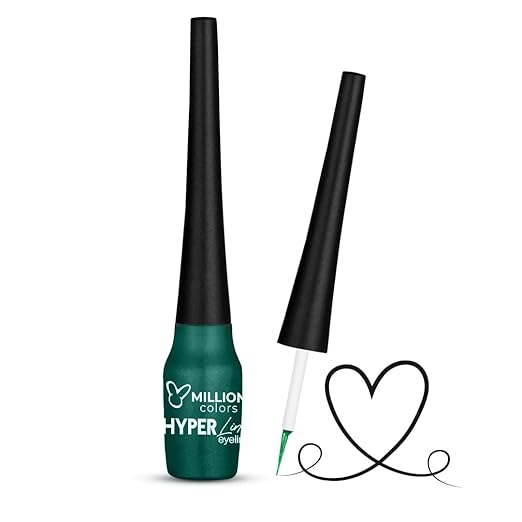 Million Colors Green Colour Waterproof Liquid Eyeliner  Peacock Green 13 - 5 ml