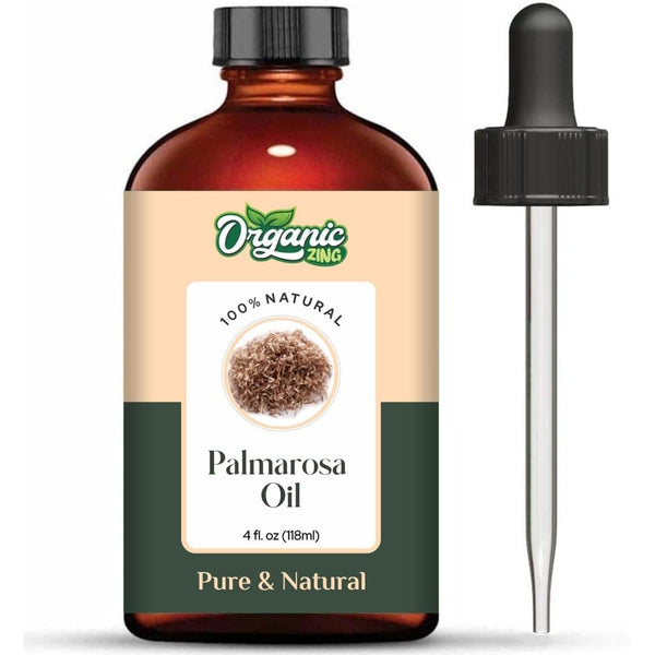 Organic Zing Palmarosa (Cymbopogon Martinii) Oil | Essential Oil for Aroma, Diffusers, Skincare & Hair Care - 118 Ml