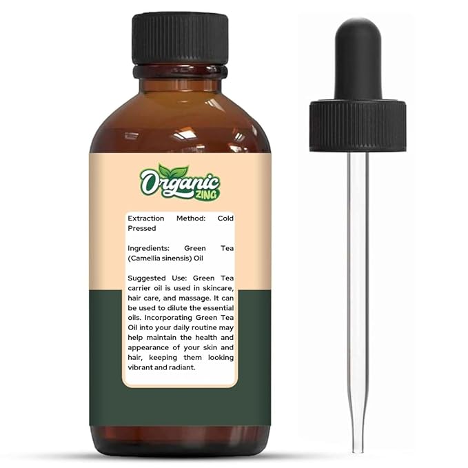Organic Zing Green Tea (Camellia Sinensis) Oil | Carrier Oil for Skincare, Hair Care & Massage - 30 Ml