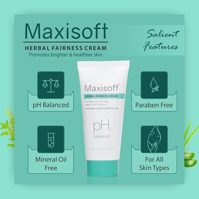 Maxisoft Herbal Fairness Cream | pH Balanced | Suitable for All Skin Types - 50 Gms