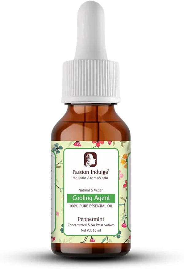 Passion Indulge Peppermint Essential Oil for Reduces Redness, Irritation, Itchiness and Cooling Effect on Skin - 10ml