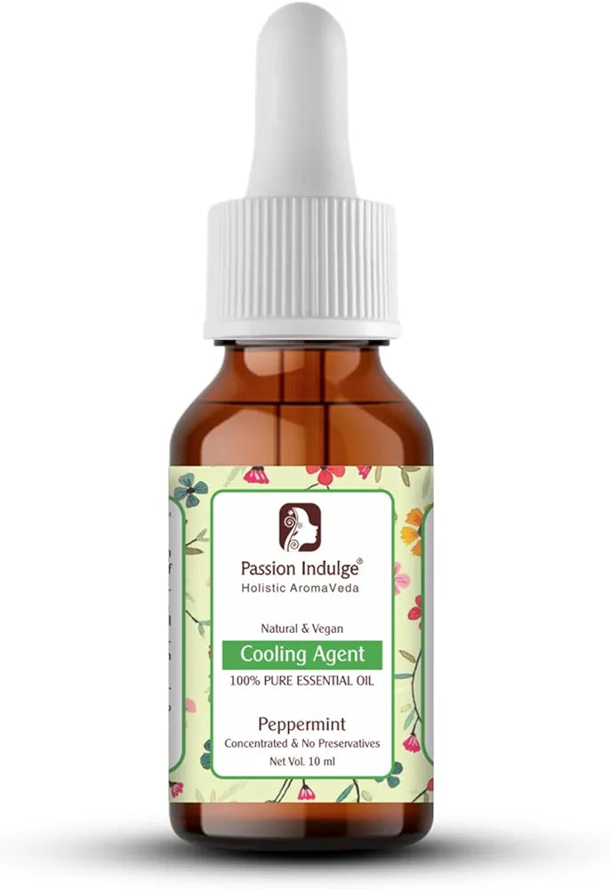 Passion Indulge Peppermint Essential Oil for Reduces Redness, Irritation, Itchiness and Cooling Effect on Skin - 10ml