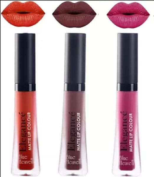 Blue Heaven Elegance Matte Lip colour Waterproof Shades-4,8,7 Combo - 6 ml Each