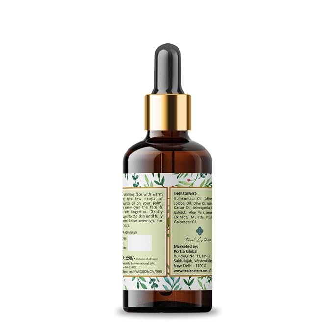 Teal & Terra Ayurvedic Kumkumadi Face Oil Night Serum - 30 Ml