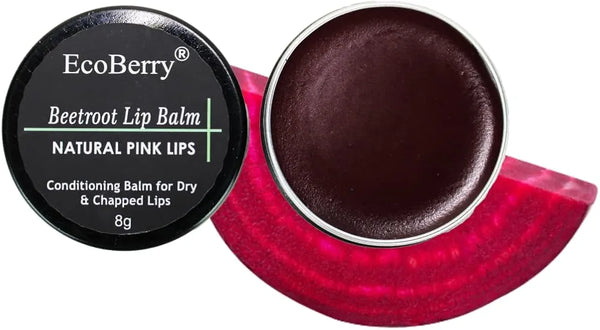 EcoBerry Beetroot Lip Balm, Natural Pink Lips Dry, Chapped Lips, Moisturizing, Conditioning, Natural SPF, Free from Mineral Oil, Preservative, Paraben, Veg 8g