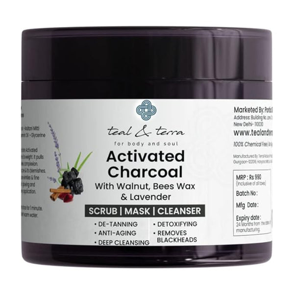 Teal & Terra Premium Activated Charcoal Scrub Mask - 100 Gms