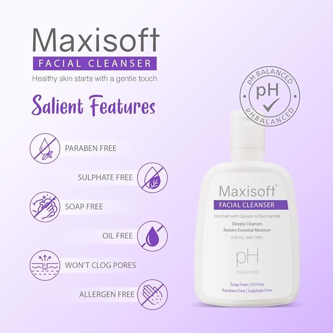 Maxisoft Facial Cleanser All Skin Types Paraben-free pH Balanced - 125 Ml