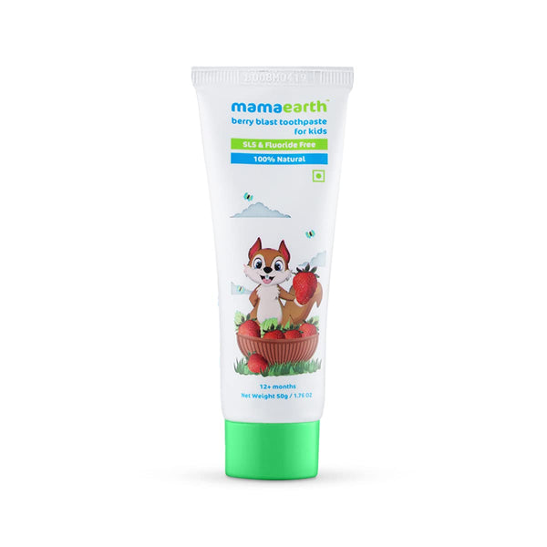 Mamaearth 100% Natural Berry Blast Kids Toothpaste, Oral Care-50 Gm, Fluoride Free, Sls Free, No Artificial Flavours, Best For Baby