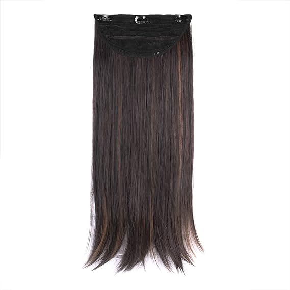 Streak Street Clip in 18 Dark Brown Straight Hair Extensions With Copper Highlights