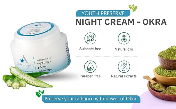 Aaranyaa Youth Preserve Night Cream Anti Ageing Night Cream With Hyaluronic Acid - 50 gms