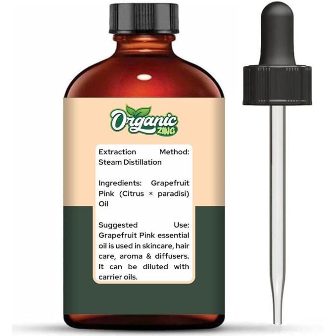Organic Zing Grapefruit Pink (Citrus × Paradisi) Oil | Essential Oil for Skincare, Hair Care, Aroma and Diffusers - 118 Ml
