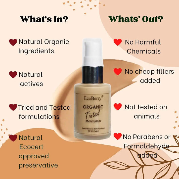 Organic Tinted Moisturizer | Everyday No Makeup Look | Sheer Coverage | Organic | Semi-Matte | Light Weight | Non-Comedogenic | Hypoallergenic | Natural | Handmade | Chemical Free 
