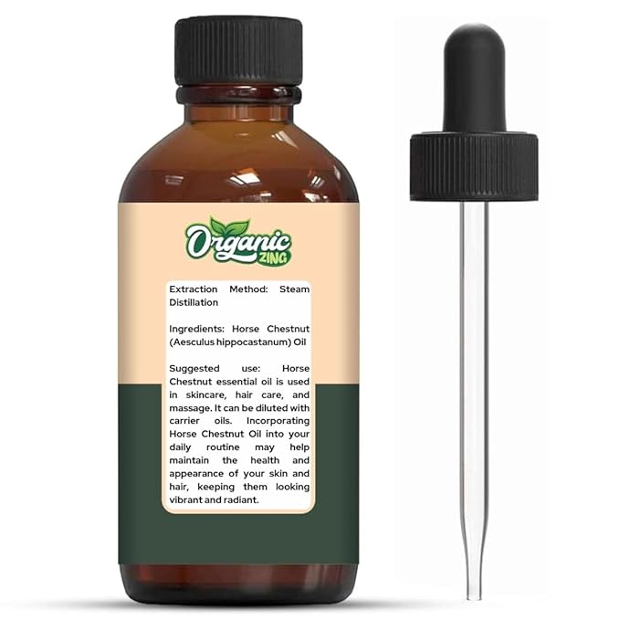 Organic Zing Horse Chestnut (Aesculus Hippocastanum) Oil | Essential Oil for Skincare, Hair Care & Massage- 30 Ml