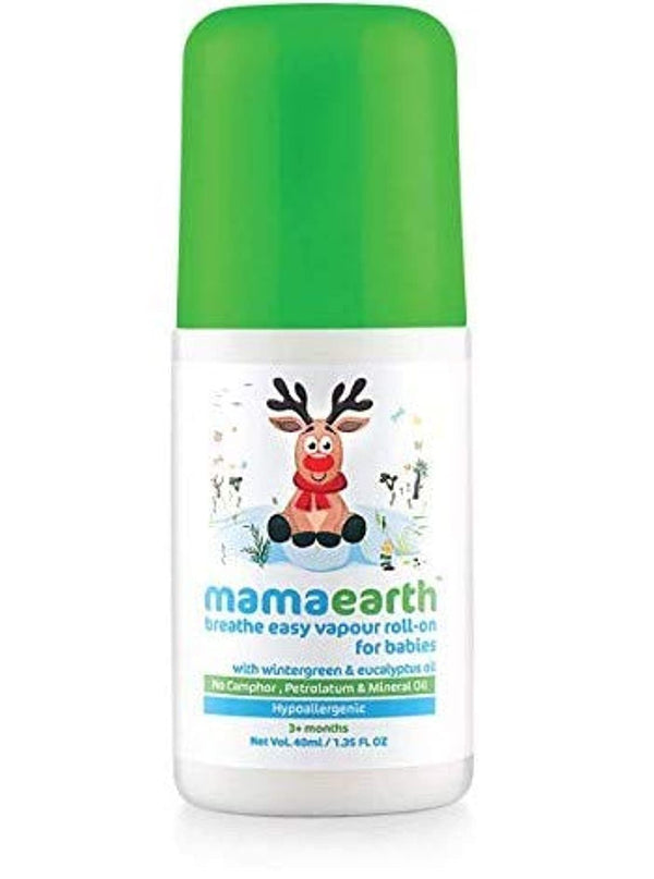 Mamaearth Natural Breathe Easy Vapour Roll-on for Cold & Nasal Congestion, with Wintergreen & Eucalyptus Oil, 40 ML