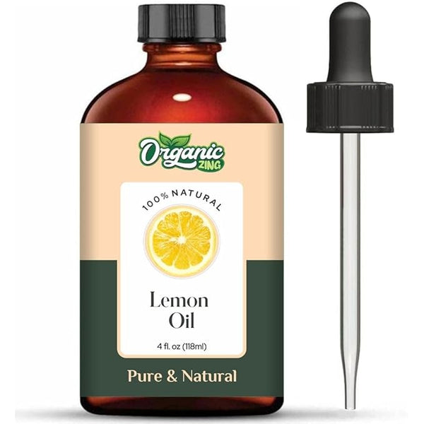 Organic Zing Lemon (Citrus Limonum) Oil | Essential Oil for Skincare, Hair Care, Aroma & Diffusers - 118 Ml