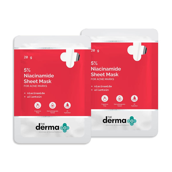 The Derma Co 5% Niacinamide Sheet Mask Pack of 2 - 20 gms