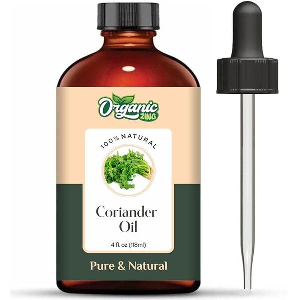 Organic Zing Coriander (Corirum Sativum) Oil | Essential Oil for Skincare, Massage, Aroma & Diffusers - 118 Ml