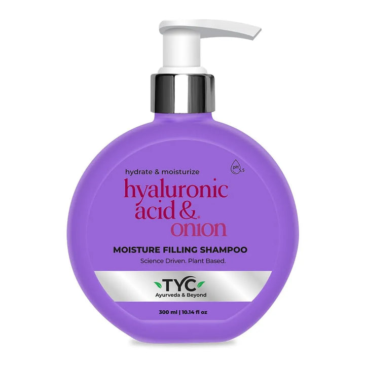 TYC - TRUST YOUR CHOICE Ayurvedic Moisture Filling Shampoo For Dry, Damaged Frizzy Curly Hair | Hyaluronic Acid And Onion | Sulphate And Paraben Free | 3-In-1 Shampoo With Conditioner | 300 Ml
