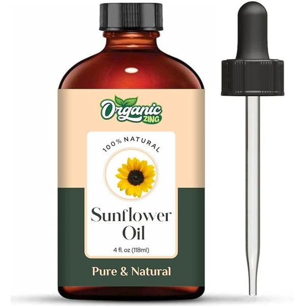 Organic Zing Sunflower (Helianthus) Oil | Carrier Oil for Skincare, Haircare, Massage - 118 Ml
