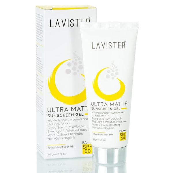 Lavister Sunscreen Ultra Matte SPF 50, PA+++ With Pollushield, Gel Based Sunscreen - 50 gms