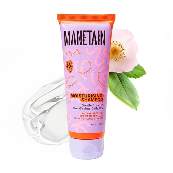 MANETAIN Moisturising Shampoo 100ml for Curly, Dry & Frizzy Hair | Sulphate & Paraben Free | Hydrates & Strengthens with Baobab Protein, Seaweed & Marshmallow Extract | CG-Friendly, Gentle Cleanser for Soft, Defined Curls