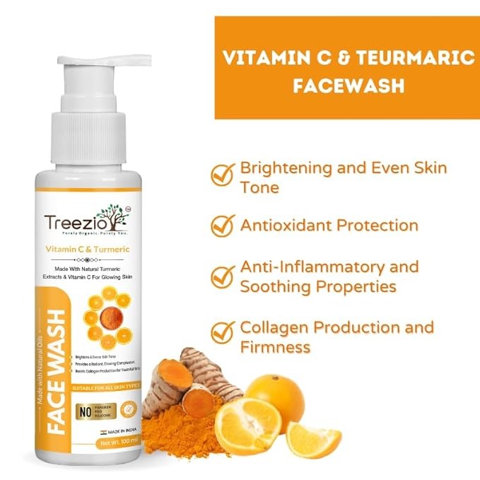 Treezio Vitamin C & Turmeric Face Wash - 100 ml