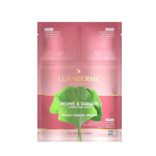 LuxaDerme 3 Step Korean Facial Kit with Sheet Mask - 25 ml