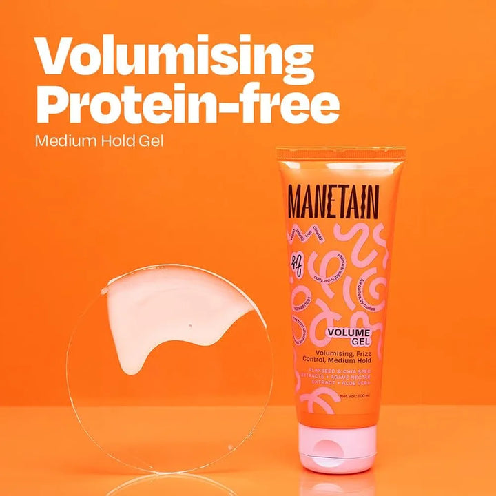 MANETAIN Volume Gel 100ml | Volumizing Curl Enhancer with Aloe Vera, Flaxseed & Agave | Medium Hold, Anti-Frizz, Moisturizing Styling Gel for Curly & Wavy Hair | CG Method Friendly |