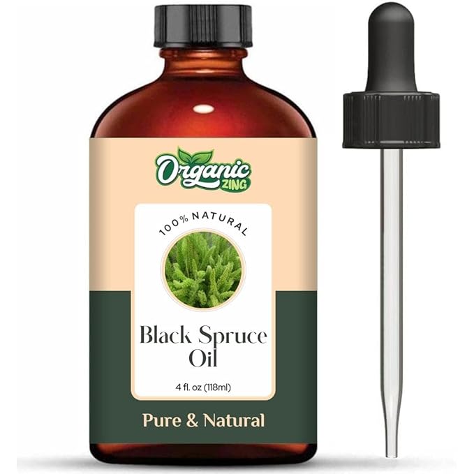 Organic Zing Black Spruce (Picea Mariana) Oil | Essential Oil for Massage, Aroma & Diffuser - 118 Ml