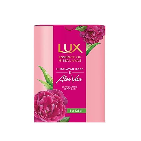 Lux Rose & Aloevera Exfoliating Soap - 125 gms (Pack of 5)