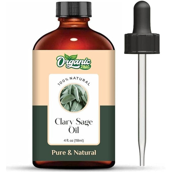 Organic Zing Clary Sage (Salvia Sclarea) Oil | Essential Oil for Skincare, Aroma & Diffuser - 118 Ml