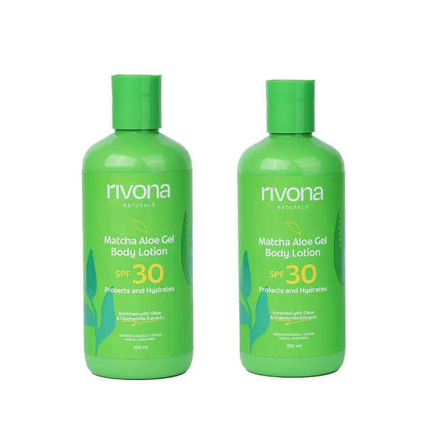 Rivona Naturals Matcha Aloe Gel Body Lotion - 250 ml (Pack of 2)