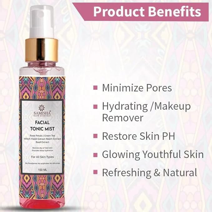 Samisha Rose Toner/Mist for Dry Tired Skin - 100 ml