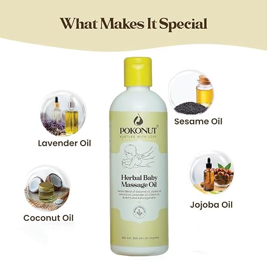 Pokonut Herbal Baby Massage Oil - 200 ml