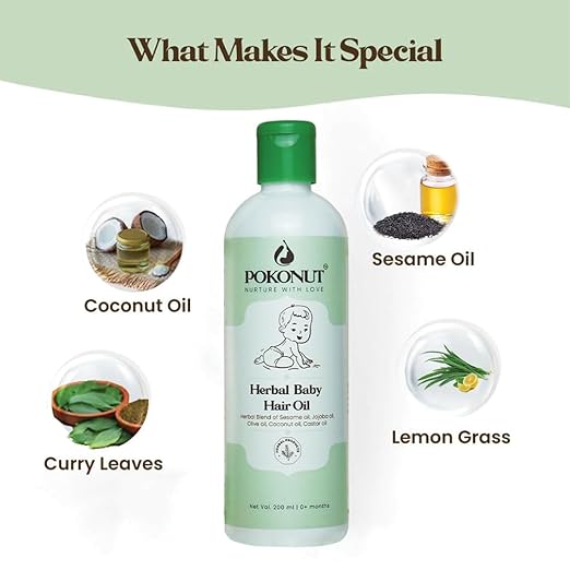 Pokonut Herbal Baby Hair Oil 0-5 Yrs  - 200 ml
