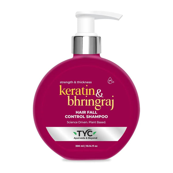 TYC - TRUST YOUR CHOICE Ayurvedic Hair Fall Control Shampoo With Plant Keratin And Bhringraj|3-In-1 Organic Shampoo With Conditioner|Sulphate Free|Helps Reduce Hair Breakage And Hair Thinning|Ph 5.5