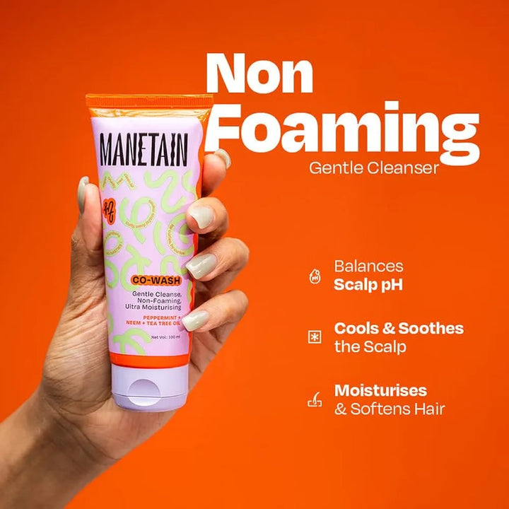 Manetain Co-Wash for Curly Hair - 100ml | 2 in 1 Shampoo & Conditioner | Non-foaming | Sulphate and Paraben Free | CG Friendly | Suitable for Dry and Frizzy Hair