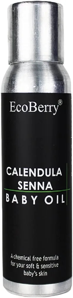 EcoBerry Calendula Senna Baby Oil For Babies | Massage Oil, Winter Care, Moisturizer, Diaper Rash, Paraben Free, Chemical Free, Mineral Oil Free, Phthalate Free, Artificial Color and Fragrance Free, Alcohol Free, Formaldehyde Free, Vegan