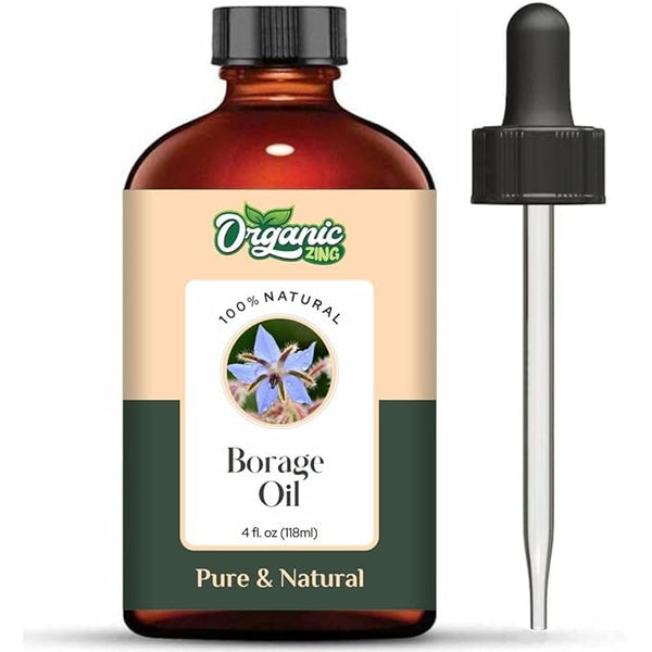 Organic Zing Borage (Borago Officinalis) Oil | Carrier Oil for Skincare, Hair Care & Massage - 118 Ml