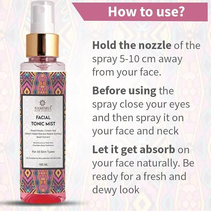 Samisha Rose Toner/Mist for Dry Tired Skin - 100 ml