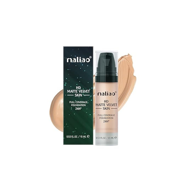 Maliao Hd Matte Velvet Skin Full Coverage Foundation 24h Natural Buff - 15 ml