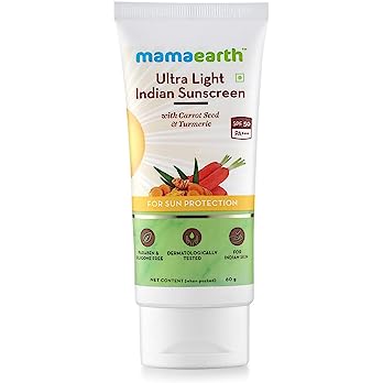 Mamaearth Ultra Light Indian Sunscreen Cream with Carrot Seed, Turmeric and SPF 50 PA+++