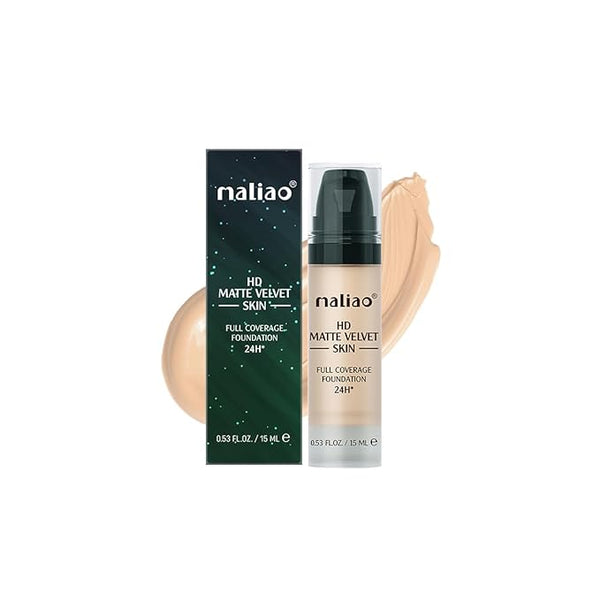 Maliao Hd Matte Velvet Skin Full Coverage Foundation 24h Natural Beige - 15 ml