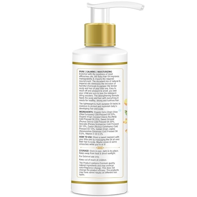 Mom & World Baby Hair Oil With Organic & Coldpressed Natural Oil - 200 ml