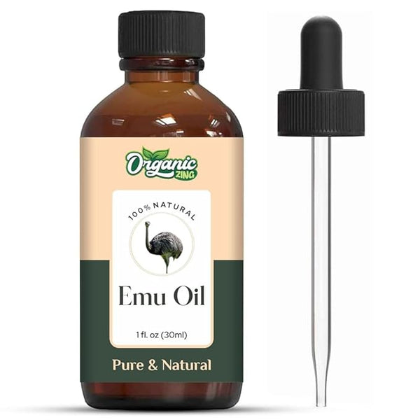 Organic Zing Emu (Dromaius Novaehollandiae) Oil | Carrier Oil for Skincare, Hair Care & Massage- 30 Ml