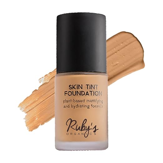 Ruby's Organics Liquid Foundation for Face Makeup Medium Skin Tone Shade M 02 - 30 ml