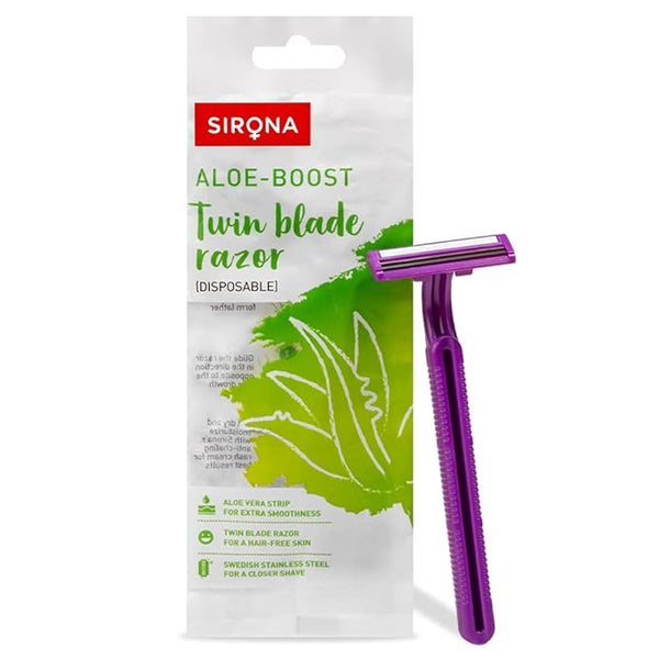 Sirona Aloe Boost Twin Blade Disposable Razor For Women - 1 pcs