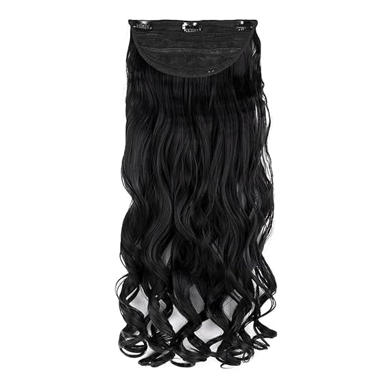 Streak Street Clip In 30'' Beach Wavy Jet Black Hair Extensions