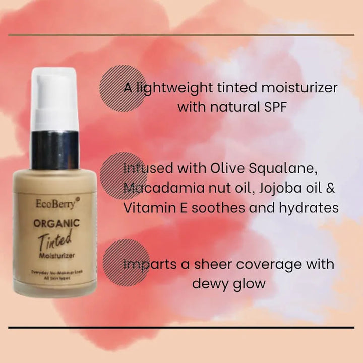 Organic Tinted Moisturizer | Everyday No Makeup Look | Sheer Coverage | Organic | Semi-Matte | Light Weight | Non-Comedogenic | Hypoallergenic | Natural | Handmade | Chemical Free 